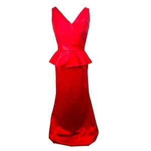 Allure Bridals Scarlett Red  Peplum Top Mermaid Satin Long Gown